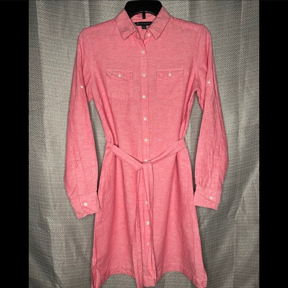 Red Long Sleeve Button Up Brooks Brothers Dress - Picture 1 of 5
